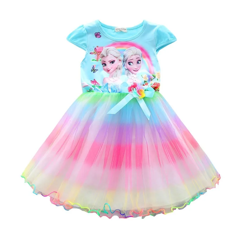 

Summer Anna Elsa Dress for Girls Anna Butterfly Print Girls Dress Teenagers Princess Dress Party Elza Baby Girl Clothes Vestidos