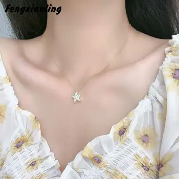 

Fengxiaoling 100% Genuine 925 Sterling Silver Multiple Zircons Geometry Pentagram Pendant Necklaces For Women Fine Jewelry 2020