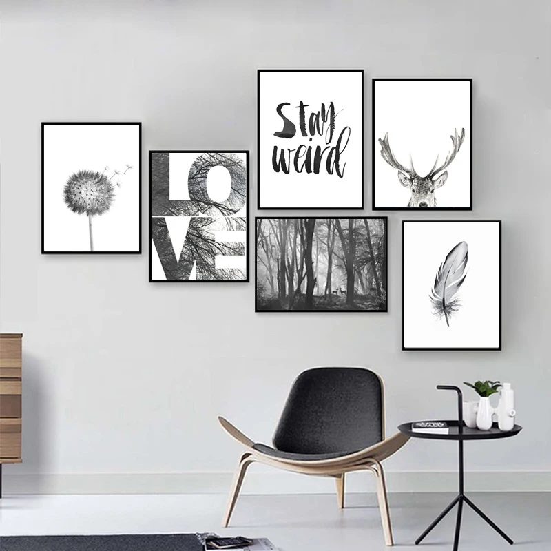 Черные губы Мода девушка холст искусство плакаты и принты перо живопись черный