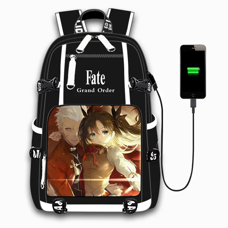 Аниме Fate Stay Night Saber, для отдыха, для девочек и мальчиков, дорожная сумка, usb зарядка, ранец, рюкзак для ноутбука, рюкзак для подростков, студентов - Цвет: Style-21