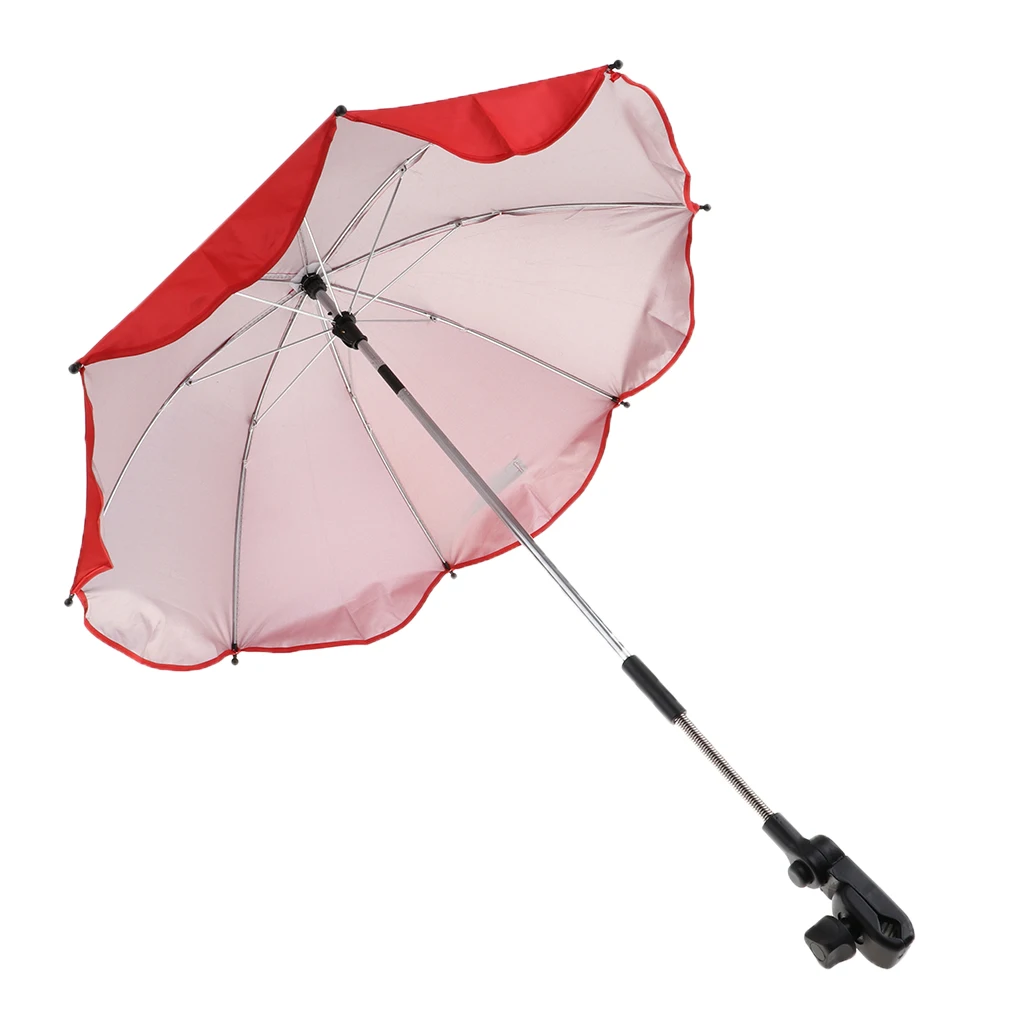 2 Pieces Red Summer Sunshade Umbrella UV Protection Beach Shelter Outdoor Lightweight Parasol with Sand Anchor for Coast