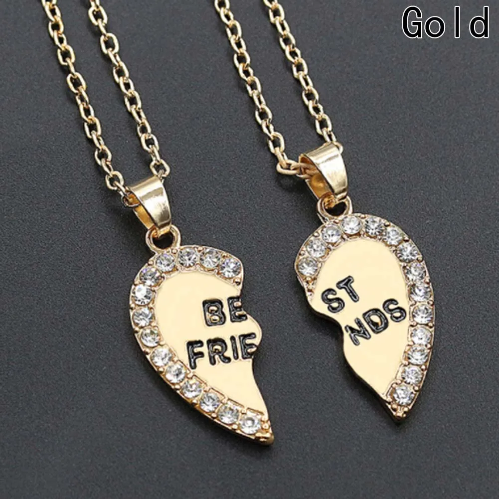 Colgante de medio estrás amor corazón, collar de mejores amigos, regalo de amistad, 1 par