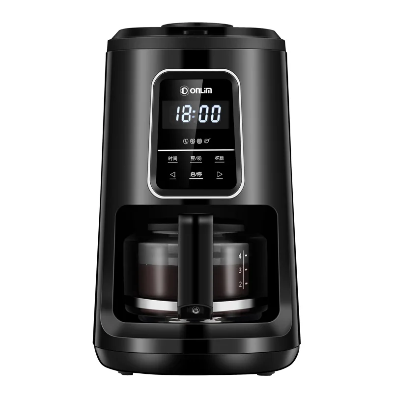 Умная кофемашина lcd Smart Touch бытовой кофейник маленький, полностью автоматический американский тип капельного измельчающая зерна машина - Цвет: Black
