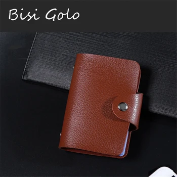 

BISI GORO 24 Bits Button Credit Card Holder 2020 Casual Multifunctional Wallet Money Bag Soft Leather Men and Women ID Holder