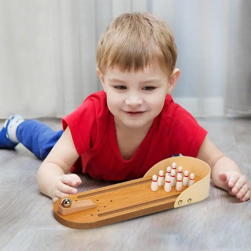 

Wooden Mini Desktop Bowling Game Toy Set Fun Indoor Parent-child Interactive Table Game Bowling Developmental Toy