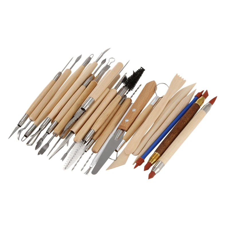 

Set of 30 Clay Sculpting Tool Wooden Handle Pottery Carving Tool