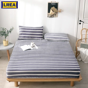 

LREA 1pc 100% Polyester material stripe sheet 9.8inches height Clad sheets soft for bedding Home Textile