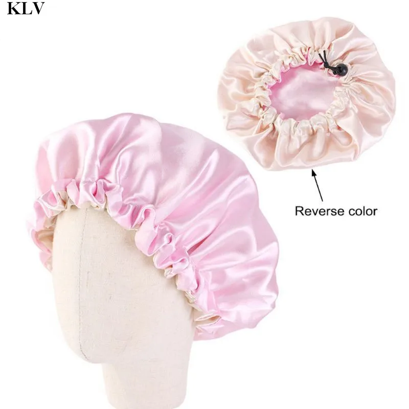 baby accessories crochet KLV Kids Soft Reversible Satin Bonnet Double Layer Adjustable Size Sleep Night Cap Bonnet Baby Hat For 2-7 Years Children baby accessories clipart