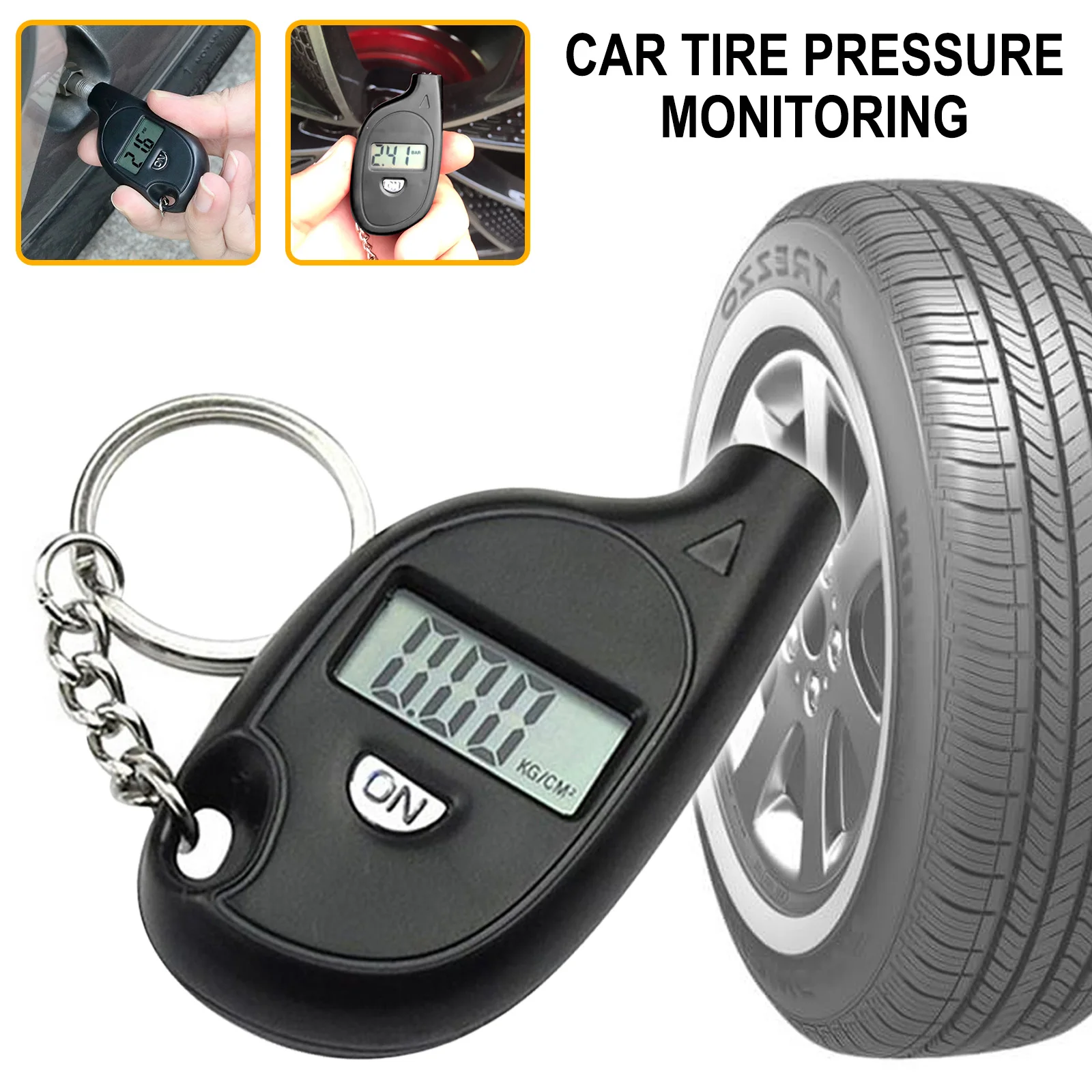 Portable Keychain Car Tire Tyre Wheel Air Pressure Gauge Tester Digital