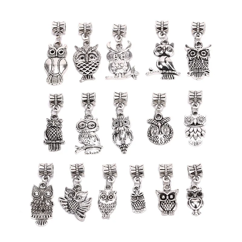 16Pcs /set Owl Animal Antique Alloy Charms Beads Pendant Jewelry Findings DIY Necklace Earrings Making | Украшения и аксессуары