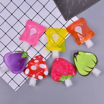 

1 Pc Fruit Print Travel Folding Dispensing Bag Portable Cosmetic Shampoo Lotion Container Tube Squeeze Bag Travel Accessorie