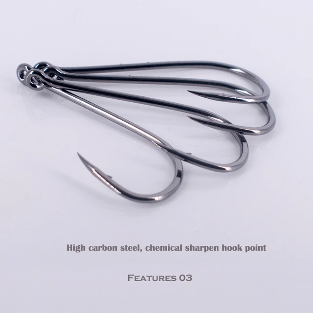 50pcs/pack High Carbon Steel Fishing Hooks Long Shank with Double