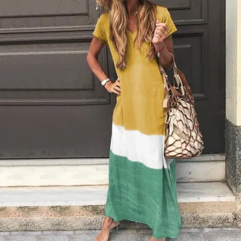 

W Women Summer Loose Long Dress Floral Print Boho Beach Dress V-Neck Irregular Maxi Dress Women Evening Party Dress Sundress