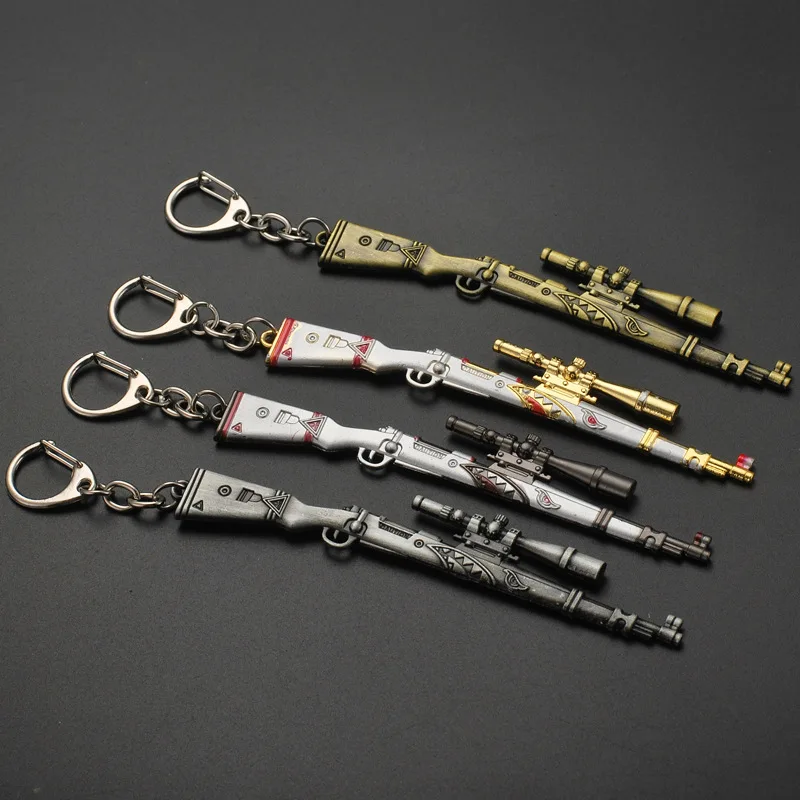 

Hot Game 14 Styles PUBG CS GO Weapon Keychains AK47 Gun Model shark 98K Sniper Rifle Key Chain Ring for Men Gifts Souvenirs 10CM