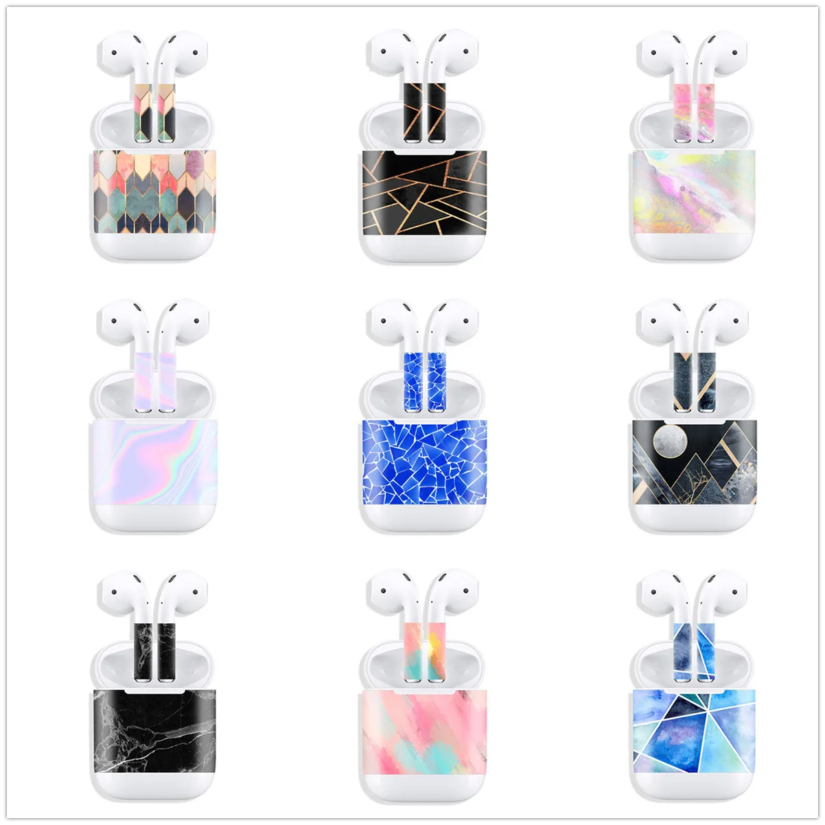 

Luxury Geometric marble camouflage For AirPods Skin Sticker Wireless Bluetooth Headphone Film Sticker Chargering Box For AirPods