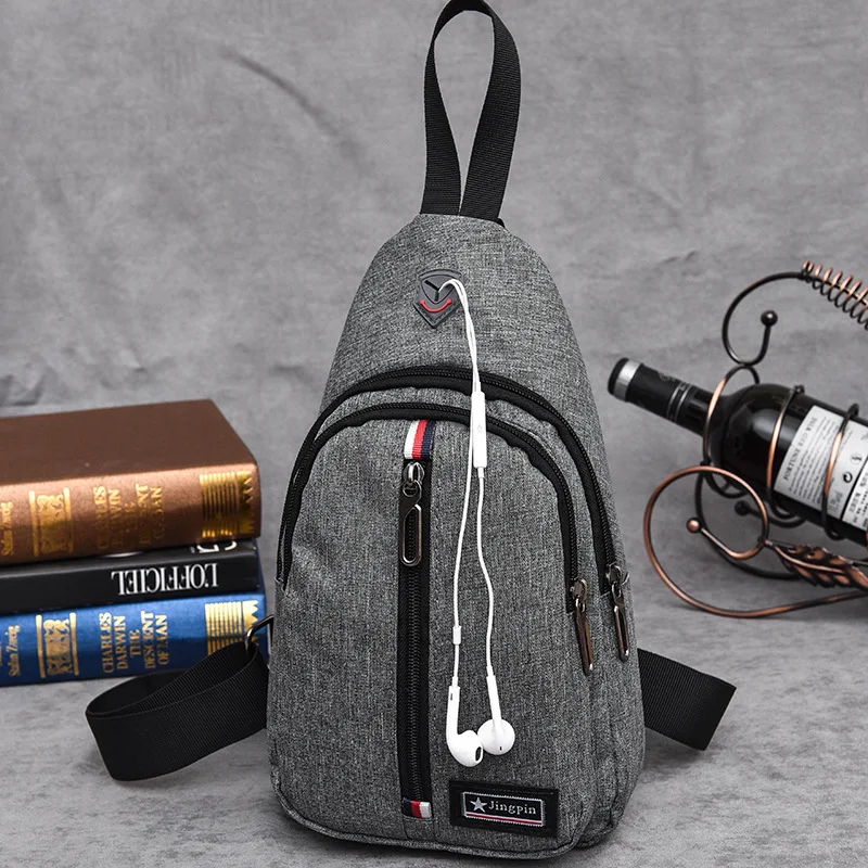 

New Style Men Chest Pack Casual Messenger Backpack Ant Cloth Versatile Simple One-Shoulder Ant Pattern Solid Color Sports
