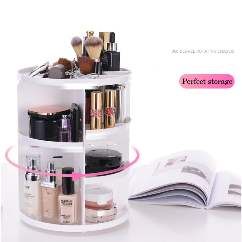 Top New 360-degree Rotating Makeup Organizer Brush Holder Jewelry Organizer Case Jewelry Makeup Cosmetic Storage Box Shelf