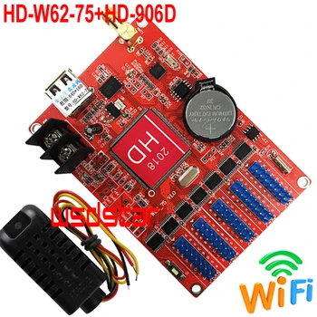 

HD-W62-75+HD-906D Temperature & Humidity Sensor 640*160 5*HUB75 RGB Seven color LED display WIFI control card