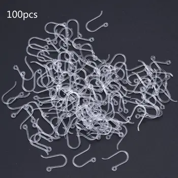 

100Pcs Clear Non-Allergenic Plastic Ear Wire Hooks Earring Findings DIY Jewelry