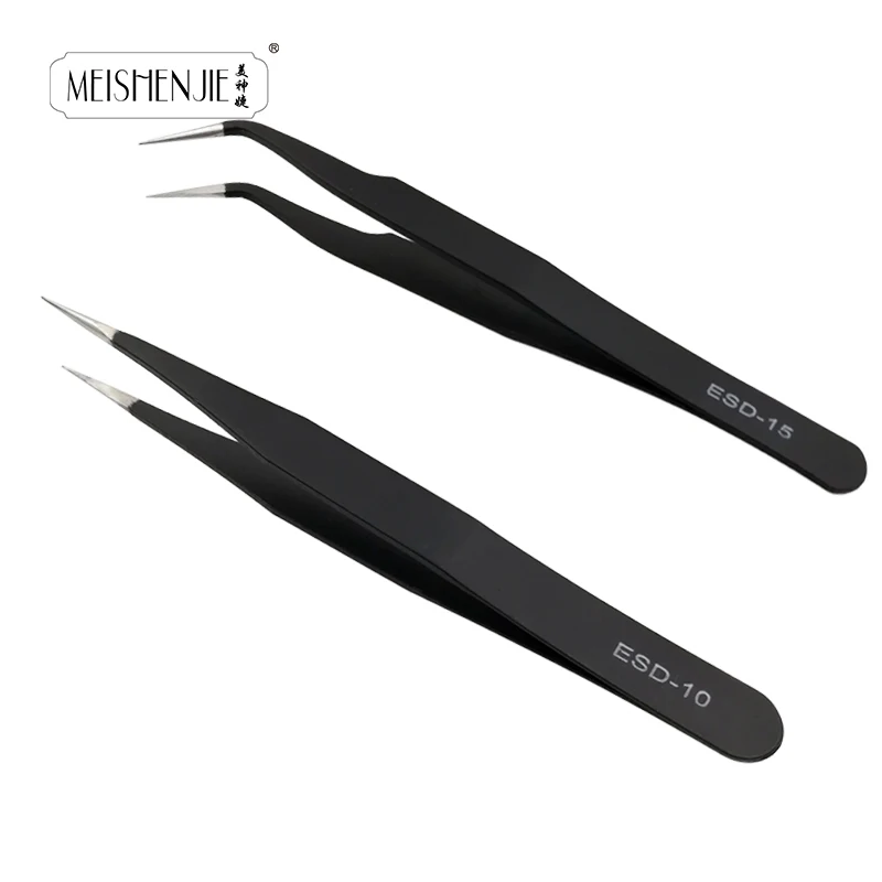 MEISHENJIE 1PC Stainless Steel Curved Straight Eyebrow False Eyelash Tweezers Nail Art Extension Makeup Tool Eeyelashes Tweezers 5