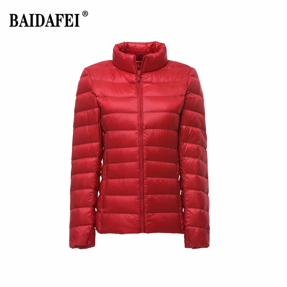 Women's Short Slim Fit Puffer Jacket 2023 New Spring Stand Collar Ultra Light Weight Portable Windproof White Duck Down Coat