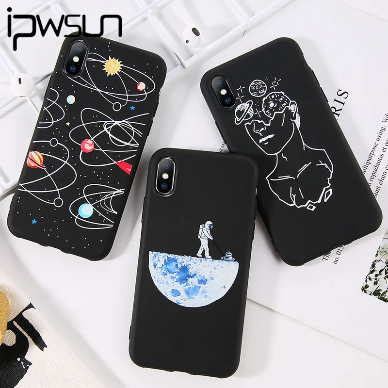 Чехол iPWSOO для телефона iPhone 11 Pro Max X XS XR Xs мягкие чехлы из ТПУ с рисунком космоса и