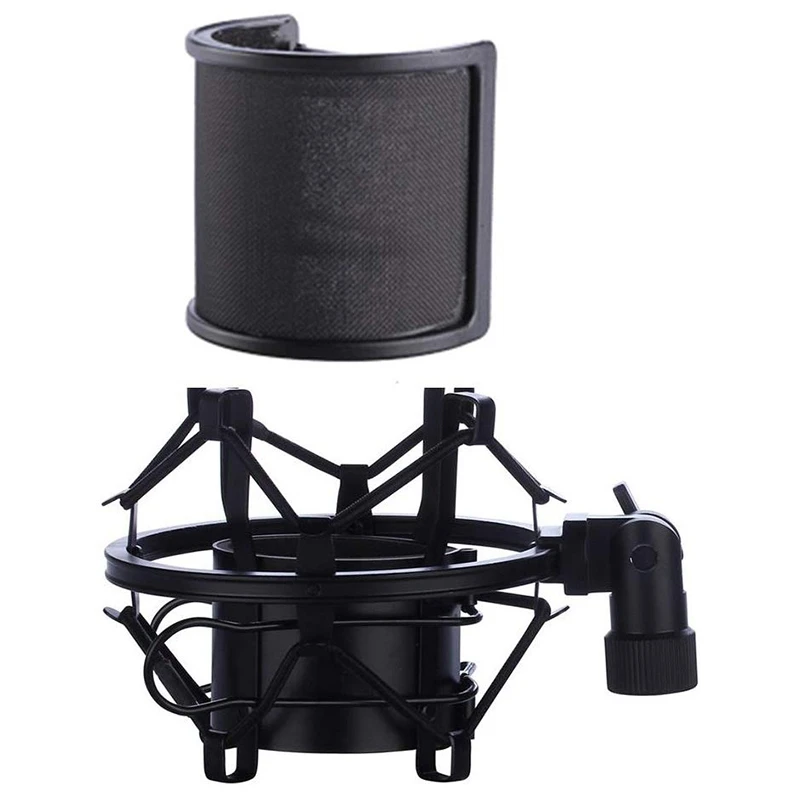 

Microphone Shock Mount with Microphone Filter Windscreen Suspension Shock Mount Holder Clip