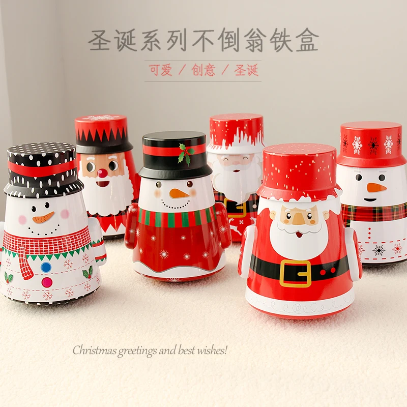 Новый милый Рождественский жестяной контейнер Jumbo Roly-poly новинка для печенья и чая
