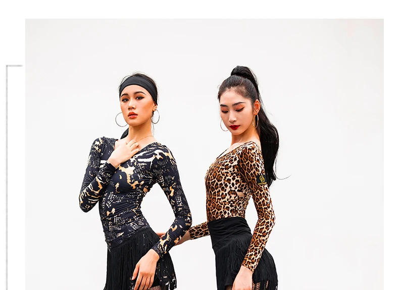 leopard camisas sexy roupas de dança feminino