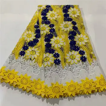 

2020 Latest French Nigerian Lace Fabrics High Quality Tulle African Lace Fabric Wedding Stones French Tulle Lace Yellow