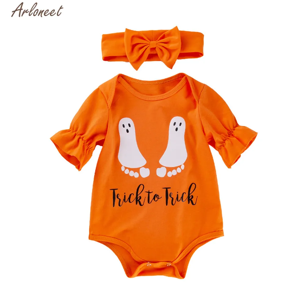 ARLONEET/одежда для малышей комбинезон на Хэллоуин с принтом двойной призрак