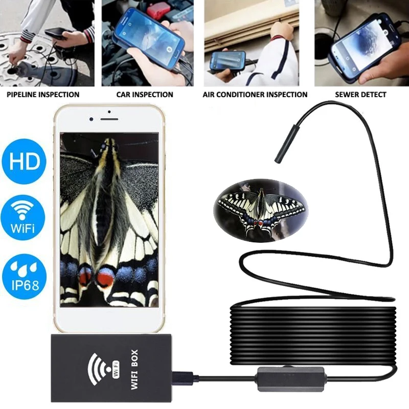 Wifi эндоскоп 640*480 Черный Windows2000/Windows Xp/Vista/Windows7/Windows8 наблюдения водонепроницаемый геодезические трубы