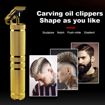 

Striped Metal Hair Clipper 5W T-Type Hair Trimmer Professional Hair Cutting Machine USB Charging Beard Trimmer