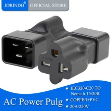 JORINDO IEC320 C20 до 6-15R, C20 20Amp до T Blade 20Amp кабель переменного тока, PDU UPS штекер к Nema 6-20R 20Amp адаптер переменного тока, C20 до 6-20R