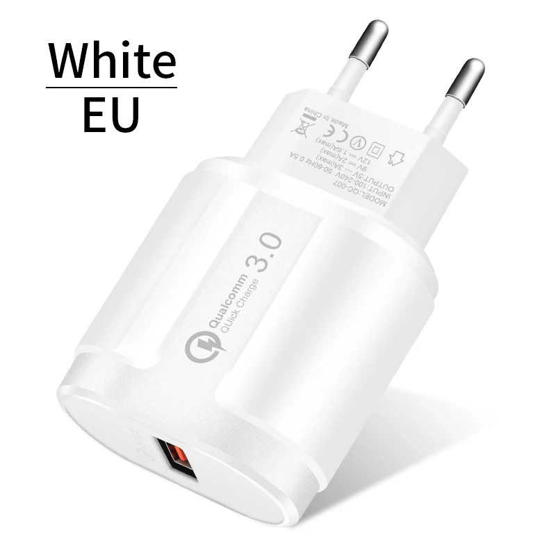 EU White Быстрая зарядка 3,0 USB зарядное устройство QC3.0 Быстрая зарядка настенное зарядное устройство адаптер мультирозеточный мобильный телефон зарядное устройство для iPhone samsung Xiaomi - Тип штекера: EU White