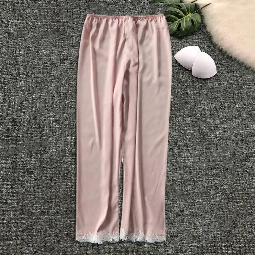 Ladies Sleeping Pants Silk Satin Nightwear Sleep Lounge Sexy Sleep Bottoms Trousers Soft Pants Women Satin Sleep Bottoms 2020