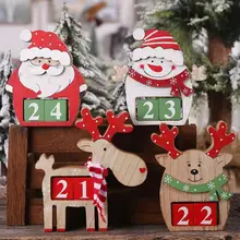 Деревянный Рождественский календарь подвеска с Санта-Клаусом Домашний Настольный Орнамент Ремесло рождественские украшения для дома Navidad