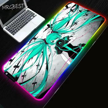 

MRGBEST Game Anime Hatsune Miku Game Lol Mouse Pad Computer Game RGB Backlight Mat Mause XXL for Desktop Keyboard Computer Mouse