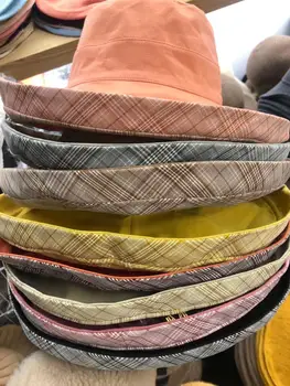 

10pcs/lot 202003-jinxi new spring plaid brim bucket hat Outdoor women leisure fishermen cap