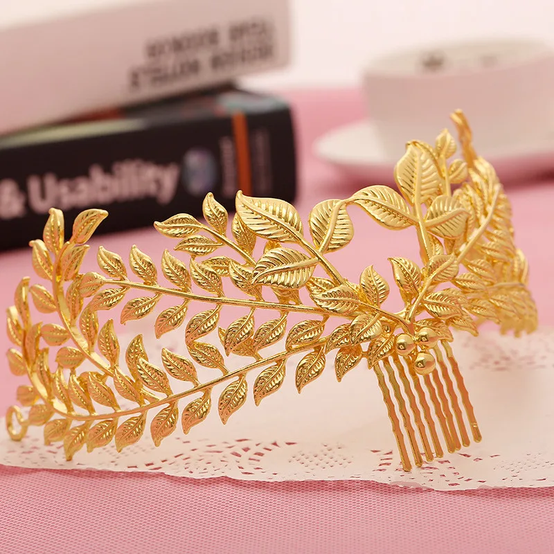 

Gold Metal Leaf Bridal Hairband Ornaments Women's Weeding Jewelry Accessories Bride Handmade Headhoop tocados mujer fiesta Decor