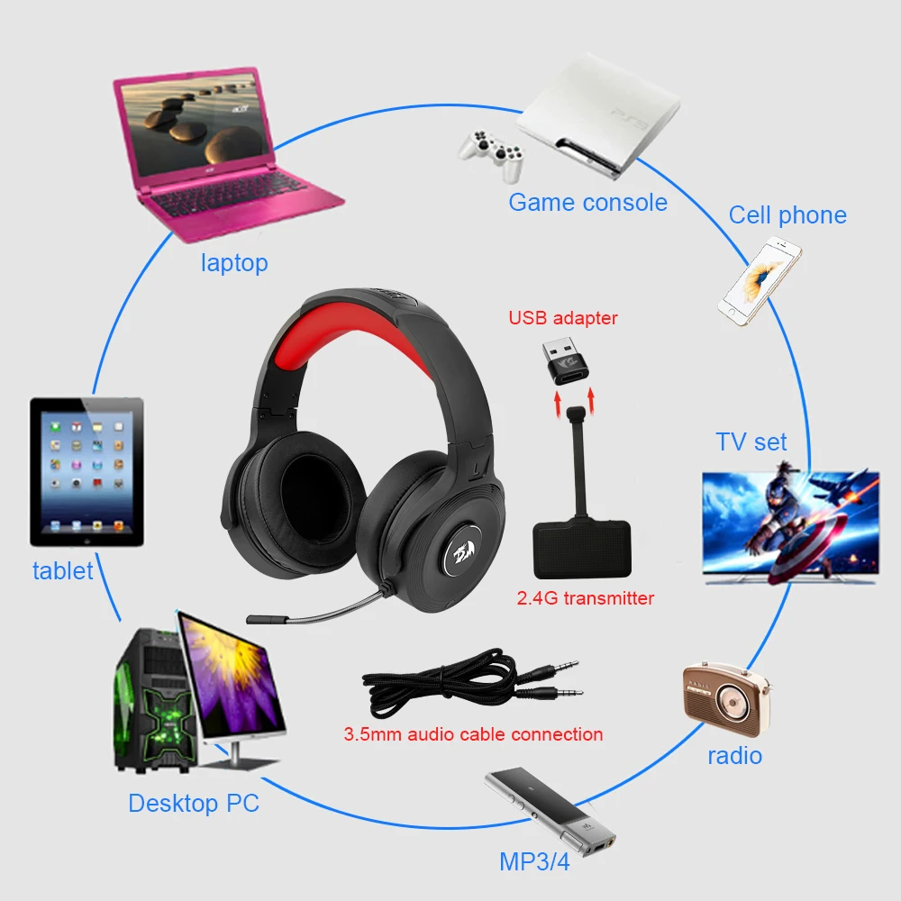 Redragon H818 Pelops Pro Gaming 2.4g 