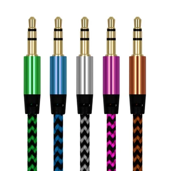 

1m Nylon Jack Aux Cable 3.5 mm to 3.5mm Audio Cable Male to Male Speaker Line Aux Cable for TV Computer CD player