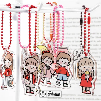 

JIANWU 16 Styles Cute Cartoon Acrylic Pendant Decoration Cartoon Figure Keychain Pendants Wallet Notebook Hanging Gift Kawaii