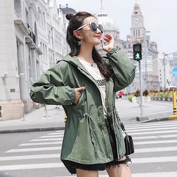

Women's Hooded Jackets 2019 Autumn Causal Windbreaker Women Basic Jackets Coats Sweater Zipper Lightweight Jackets Bomber Famale