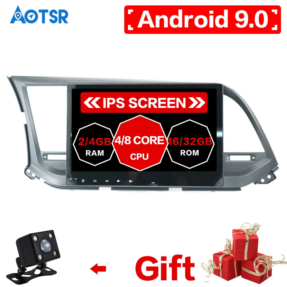 DSP Android 9 0 64G Автомобильный gps навигация dvd плеер для Hyundai Elantra 2016 + Авто головное