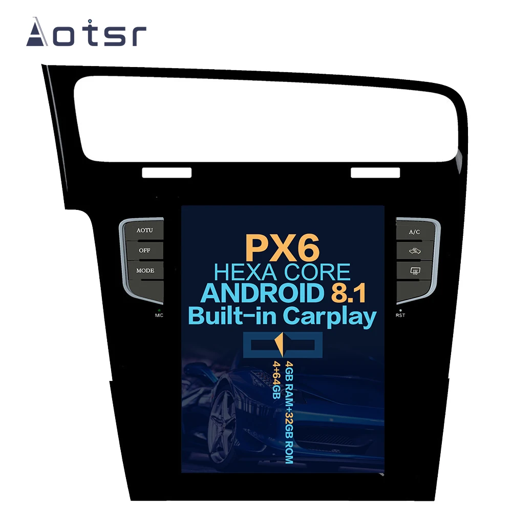 

Aotsr Tesla 10.4“ Vertical screen Android 8.1 Car DVD Multimedia player GPS Navigation For Volkswagen GOLF 7 2012-2018 carplay