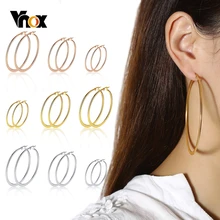 Vnox – boucles d'oreilles surdimensionnées pour femme, bijoux en acier inoxydable, cercle rond classique, Anti-allergie, style Hip Hop