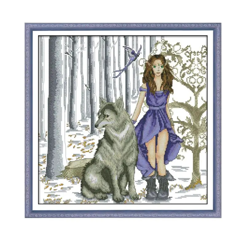 Forest Princess 2 Patterns Stamped Cross Stitch Kits Sets 11CT 14CT Wholesale Handmade Cross-stitch Kit Embroidery Needlework | Дом и сад