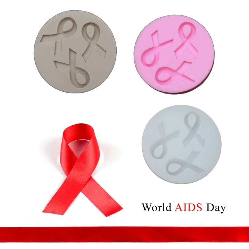 Silicone Mold AIDS Cancer Awareness Bow Keychains Ribbon Bow Epoxy Resin Molds 54DC