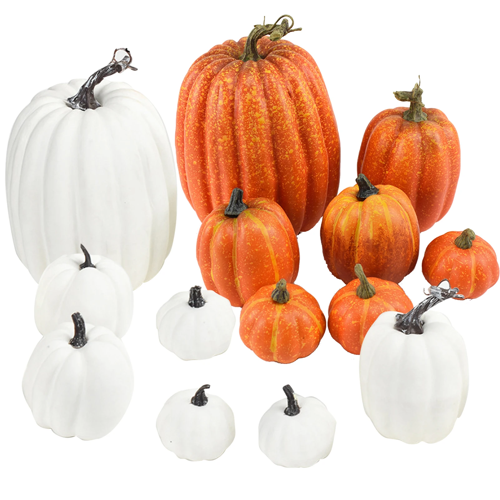 AITELEI 6 dimensioni assortite raccolto off bianco artificiale zucche per Halloween caduta e festa del ringraziamento decorazione 12pcs 